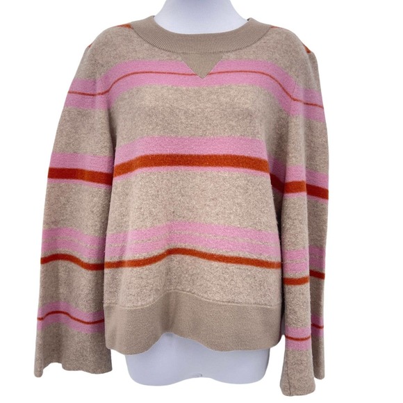 Maeve Sweaters - Maeve Anthropologie Penelope Lambswool Striped Sweater Bell Sleeve Womens L
